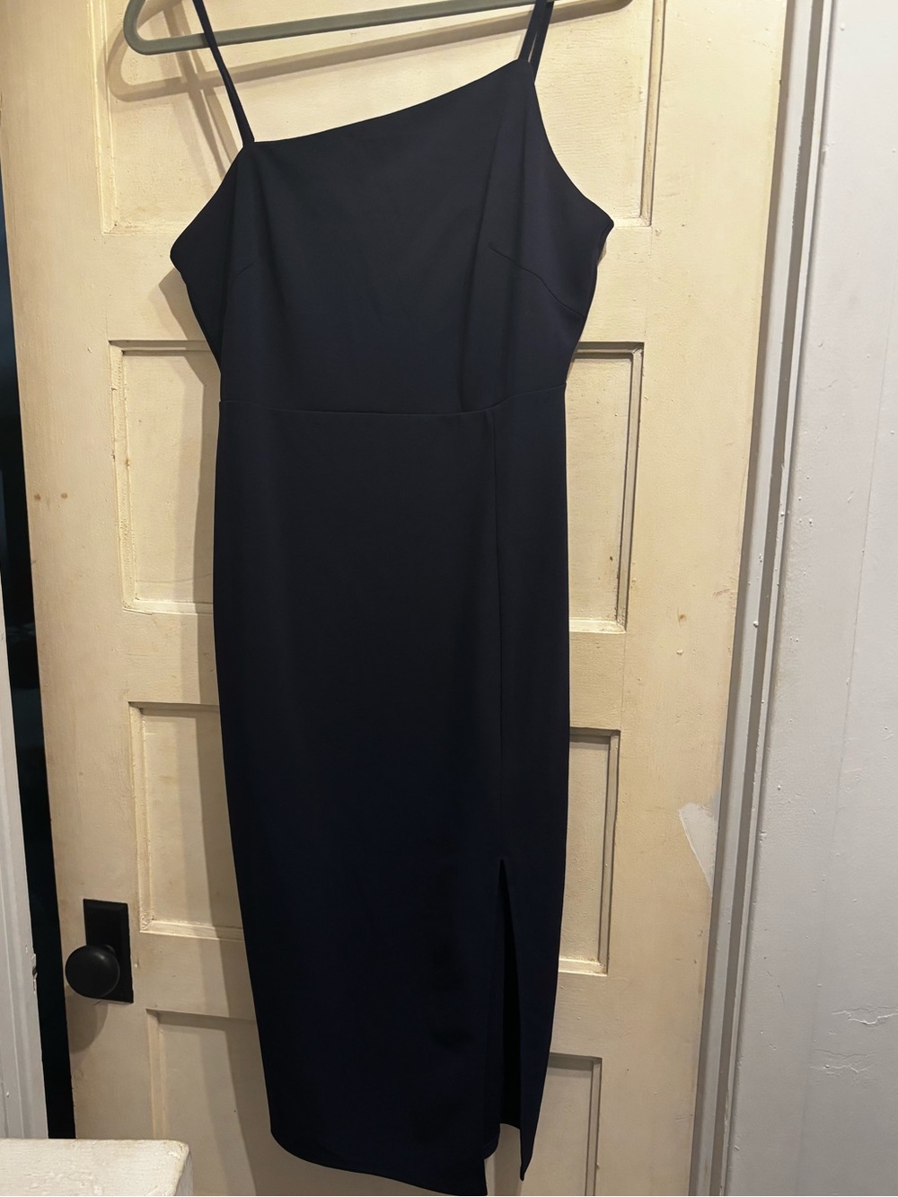 Women's Navy Blue Slip Midi Dress with Side Slit